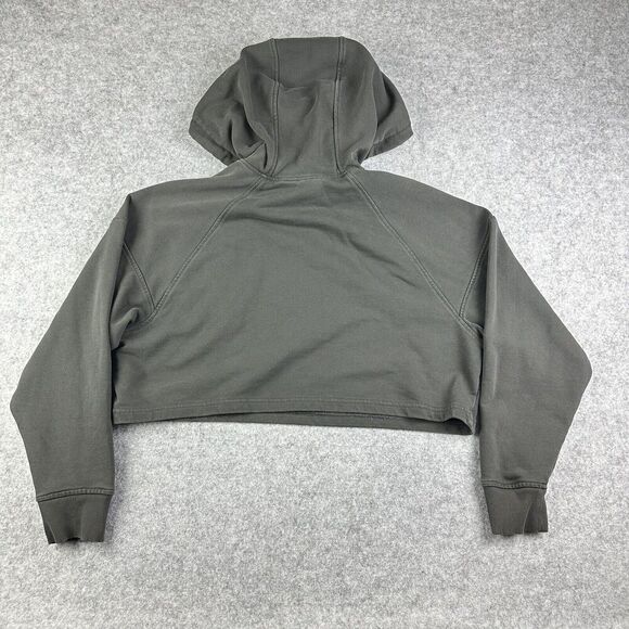 Ivy Park Cropped Hooded Sweatshirt Womens M Gray Oversized Streetwear Hoodie* - Picture 7 of 15